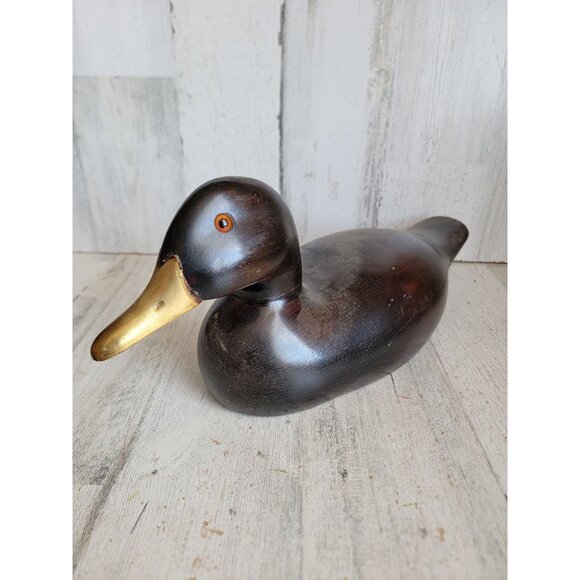 Wooden vintage brown bird duck Unique home decor woods hunting - Picture 1 of 13